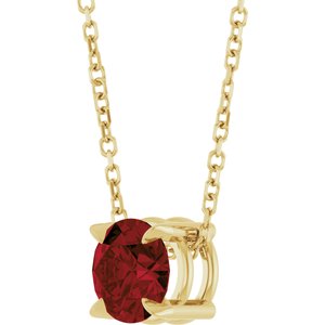14K Yellow 6 mm Natural Mozambique Garnet 16-18" Necklace