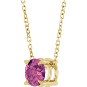 14K Yellow 6 mm Natural Pink Tourmaline 16-18" Necklace