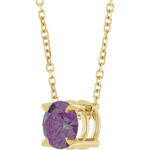 14K Yellow 6 mm Lab-Grown Alexandrite 16-18" Necklace