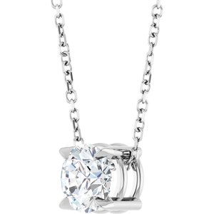 14K White 6 mm Natural White Sapphire 16-18" Necklace