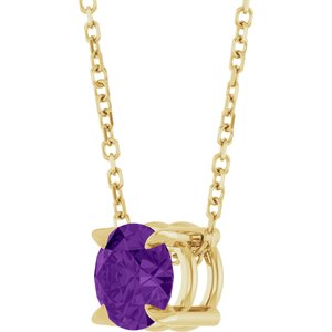 14K Yellow 6 mm Natural Amethyst 16-18" Necklace