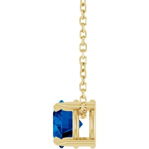 14K Yellow 6 mm Lab-Grown Blue Sapphire 16-18" Necklace