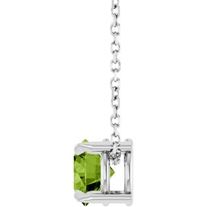 14K White 6 mm Natural Peridot 16-18" Necklace