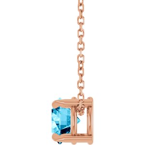 14K Rose 6 mm Natural Aquamarine 16-18" Necklace