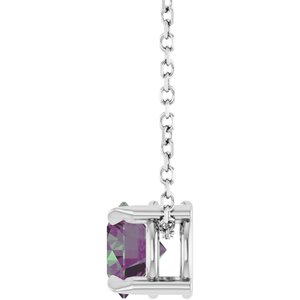 14K White 6 mm Lab-Grown Alexandrite 16-18" Necklace