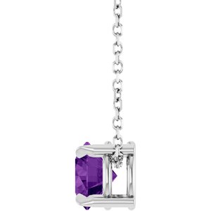 14K White 6 mm Natural Amethyst 16-18" Necklace