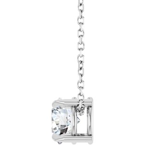 14K White 6 mm Natural White Sapphire 16-18" Necklace