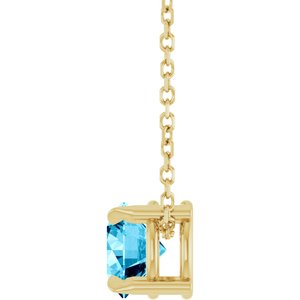 14K Yellow 6 mm Natural Aquamarine 16-18" Necklace
