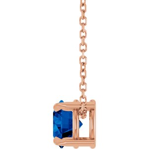 14K Rose 6 mm Lab-Grown Blue Sapphire 16-18" Necklace