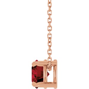 14K Rose 6 mm Natural Mozambique Garnet 16-18" Necklace