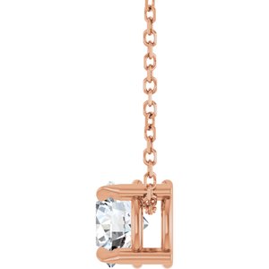 14K Rose 6 mm Natural White Sapphire 16-18" Necklace