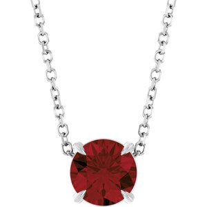 14K White 6 mm Natural Mozambique Garnet 16-18" Necklace