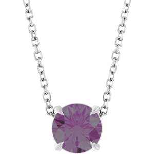 14K White 6 mm Lab-Grown Alexandrite 16-18" Necklace