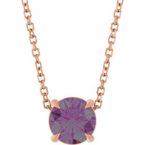 14K Rose 6 mm Lab-Grown Alexandrite 16-18" Necklace