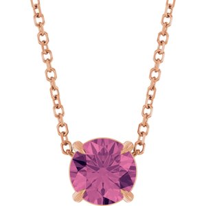 14K Rose 6 mm Natural Pink Tourmaline 16-18" Necklace