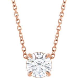 14K Rose 6 mm Natural White Sapphire 16-18" Necklace