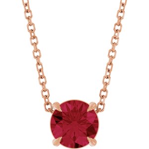 14K Rose 6 mm Lab-Grown Ruby 16-18" Necklace