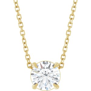 14K Yellow 6 mm Natural White Sapphire 16-18" Necklace