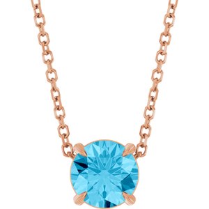 14K Rose 6 mm Natural Aquamarine 16-18" Necklace