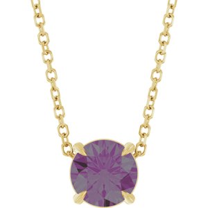 14K Yellow 6 mm Lab-Grown Alexandrite 16-18" Necklace