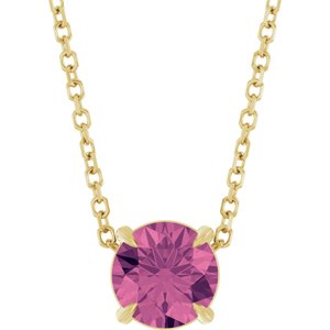 14K Yellow 6 mm Natural Pink Tourmaline 16-18" Necklace