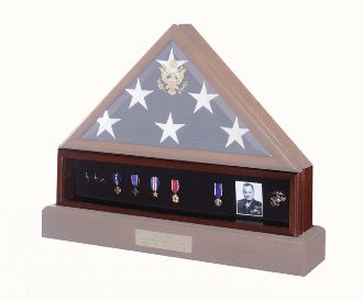 Medal Display Case , Pedestal , Medal Holder, Walnut Case