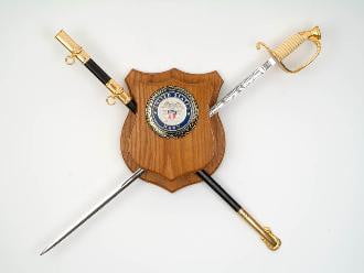 Sword Plaque Deluxe - Sword Wall Display, Solid Oak