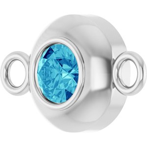 14K White Gold Natural Zircon Link