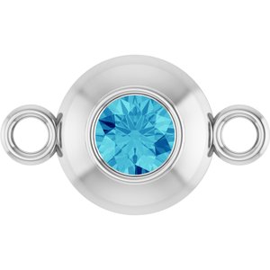 14K White Gold Natural Zircon Link