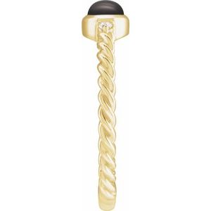 14K Yellow Gold Natural Black Onyx & .03 CTW Natural Diamond Cabochon Ring