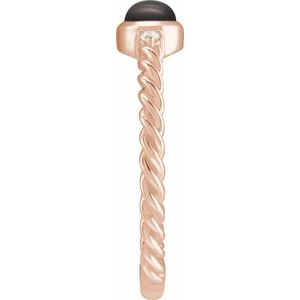 14K Rose Gold Natural Black Onyx & .03 CTW Natural Diamond Cabochon Ring