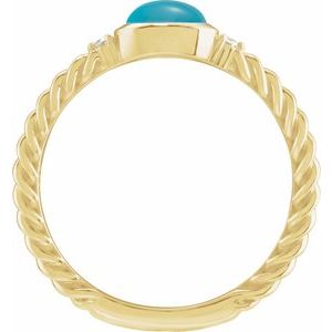 14K Yellow Gold Natural Turquoise & .03 CTW Natural Diamond Cabochon Ring