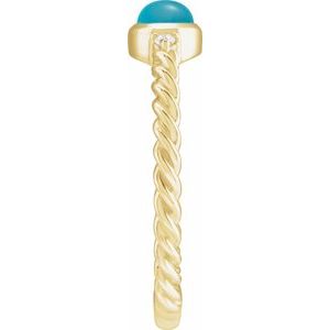 14K Yellow Gold Natural Turquoise & .03 CTW Natural Diamond Cabochon Ring