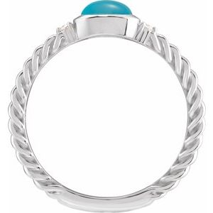 Sterling Silver Natural Turquoise & .03 CTW Natural Diamond Cabochon Ring