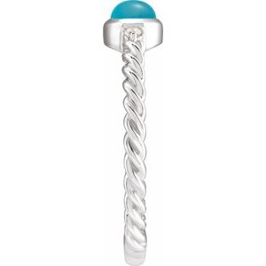 14K White Gold Natural Turquoise & .03 CTW Natural Diamond Cabochon Ring