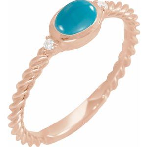 14K Rose Gold Natural Turquoise & .03 CTW Natural Diamond Cabochon Ring