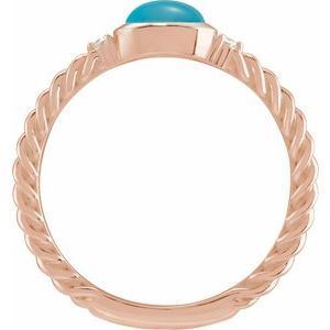 14K Rose Gold Natural Turquoise & .03 CTW Natural Diamond Cabochon Ring