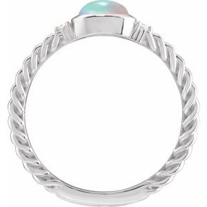 Platinum Natural Ethiopian Opal & .03 CTW Natural Diamond Rope Ring