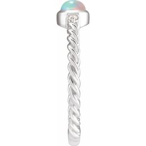 Sterling Silver Natural Ethiopian Opal & .03 CTW Natural Diamond Rope Ring