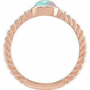 14K Rose Gold Natural Ethiopian Opal & .03 CTW Natural Diamond Rope Ring