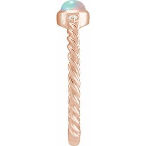 14K Rose Gold Natural Ethiopian Opal & .03 CTW Natural Diamond Rope Ring