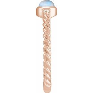 14K Rose Gold Natural Rainbow Moonstone & .03 CTW Natural Diamond Cabochon Ring