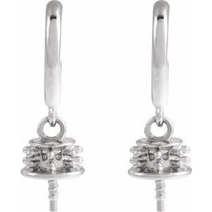 Sterling Silver Accented Hoop Earring Mounting for 7-7.5 mm Pearl – image 2