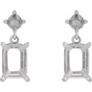Platinum 7x5 mm Emerald Accented Dangle Earring Mounting – image 2