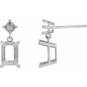 Platinum 7x5 mm Emerald Accented Dangle Earring Mounting