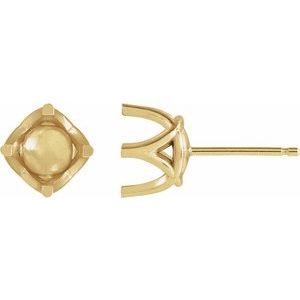 14K Yellow Gold 6.5 mm Round 4 Prong Woven-Design Earring Mounting
