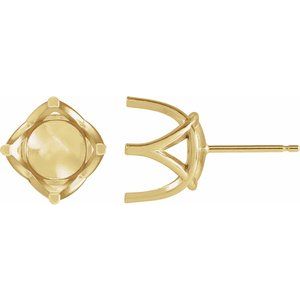 14K Yellow Gold 9 mm Round 4 Prong Woven-Design Earring Mounting
