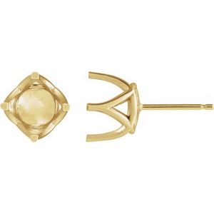 14K Yellow Gold 7.5 mm Round 4 Prong Woven-Design Earring Mounting