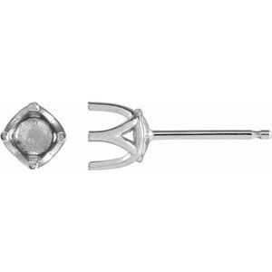 18K White Gold 4.5 mm Round 4 Prong Woven-Design Earring Mounting