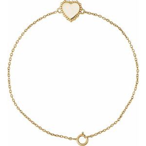 Engravable Beaded Heart Bracelet